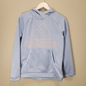 Adidas Women's Hooded Sweatshirt Climawarm Light Blue Kangaroo Pocket - Size S